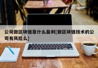 公司做区块链靠什么盈利[做区块链技术的公司有风险么]